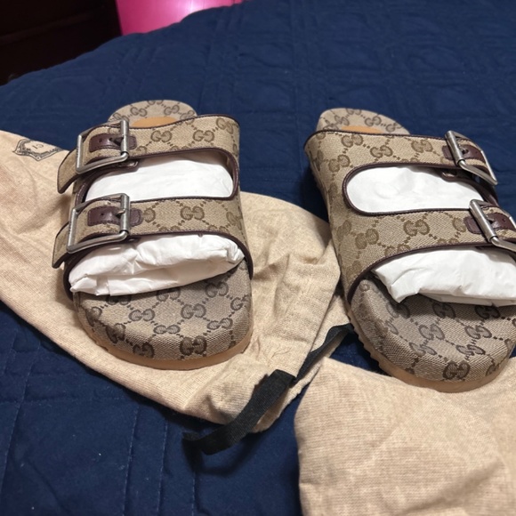 Gucci Men Slide Sandals with Straps , Size 10  . Sandals